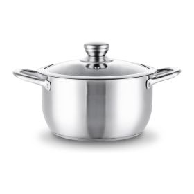 Stainless Steel 5QT Stock Pot with Tempered Glass Lid and Double Handles