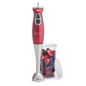 Betty Crocker BC-3302CMR Two Speed Hand Blender with Included Beaker Red