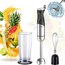 Hand Blender 500W 3-in-1 Multifunctional Electric Immersion Blender 8 Variable speed Stick Batidora Emersion Mixer; 600ml Mixing Beaker; Whisk Attachm